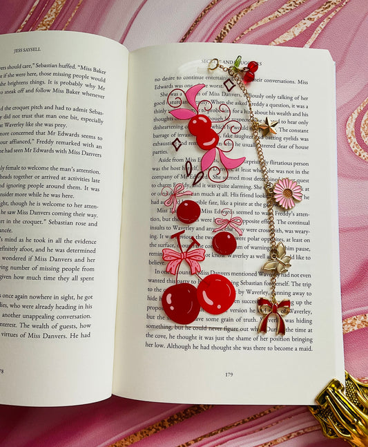 Acrylic Bookmark With Tassel - Cherry pop
