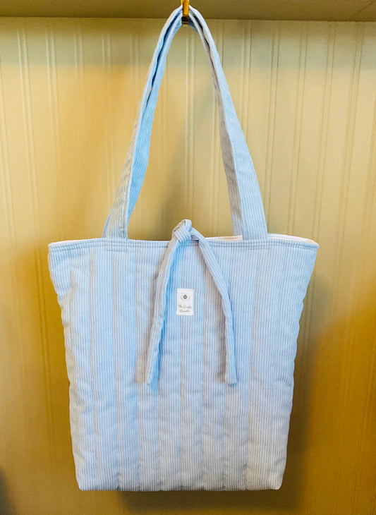 Quilted Tote Bag - Blue Cloud