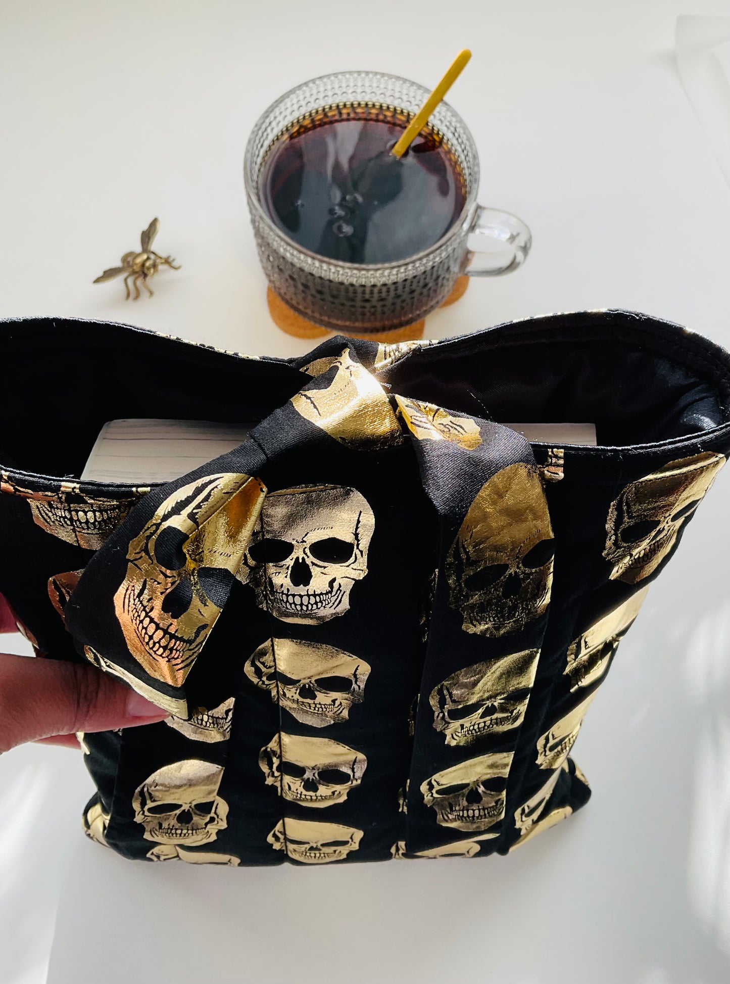 Fabric Book Pouch - Gold Skull Candy (Limited Edition)