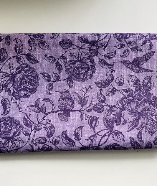 Fabric Book Pouch - Purple Bird